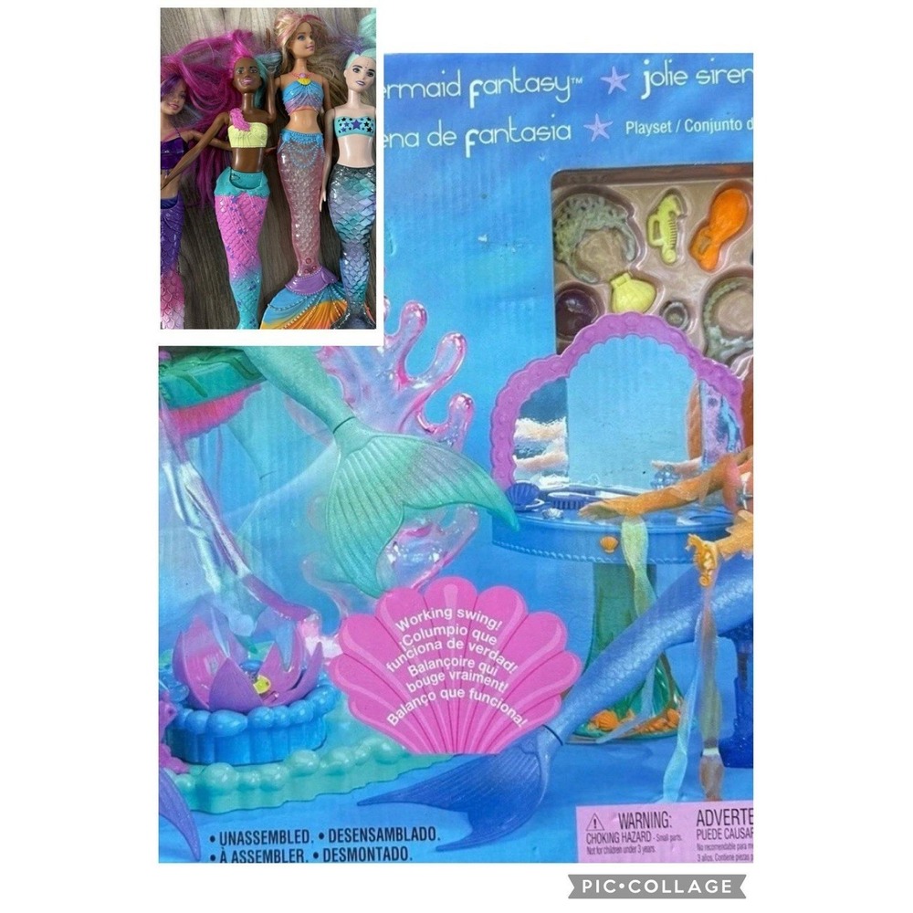 VTG new Barbie Mermaid Fantasy Playset 2002 RARE Vintage With 4 Barbie Mermaids